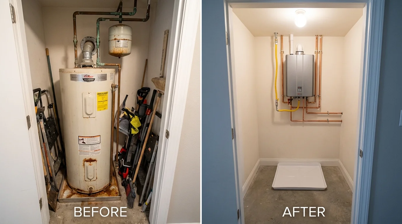 Tank water heater versus wall-mounted tankless unit comparison for Mauldin, SC homeowners